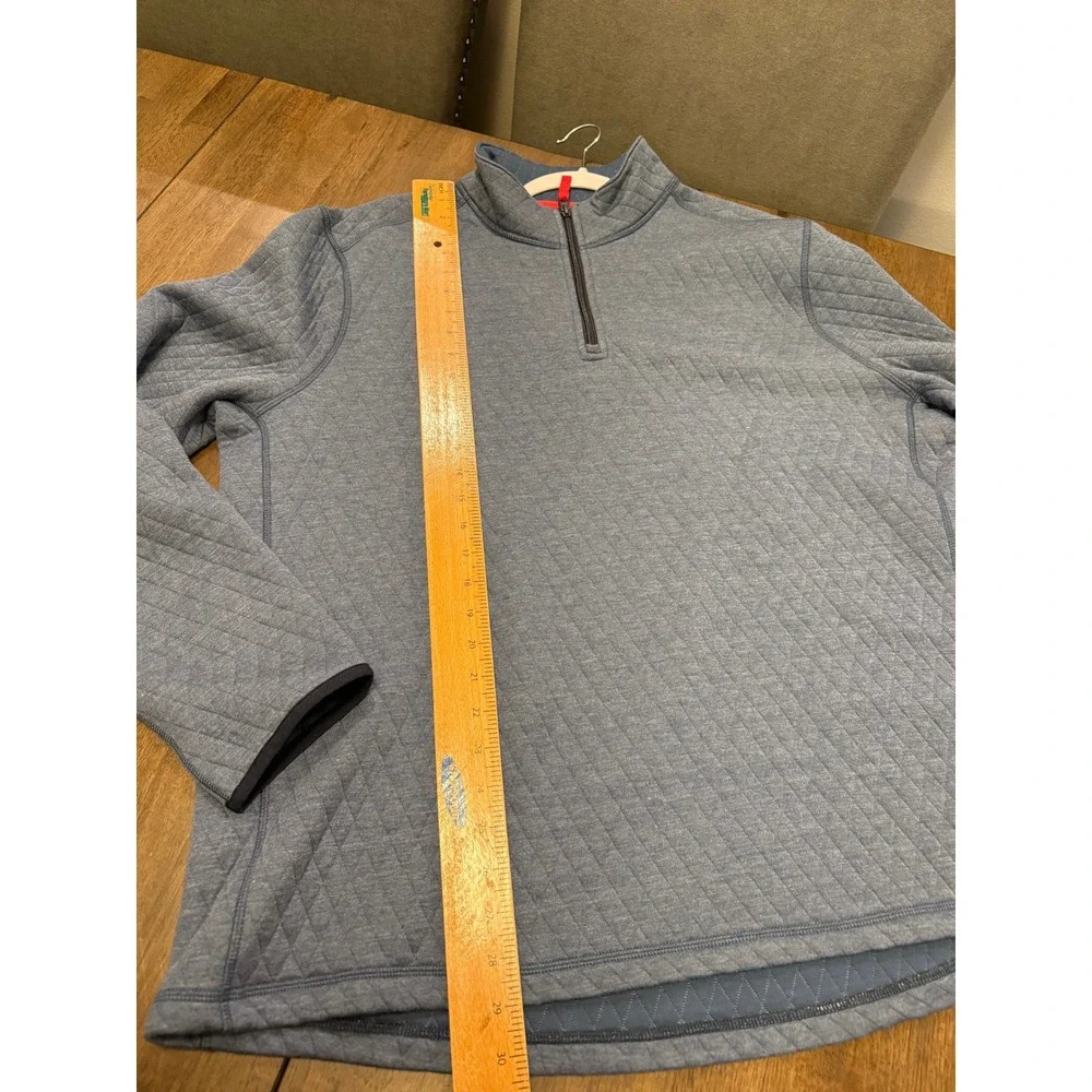 J.Crew Authentic Fleece Mens XXL Blue Diamond Quilted Quarter Zip Pullover Mock